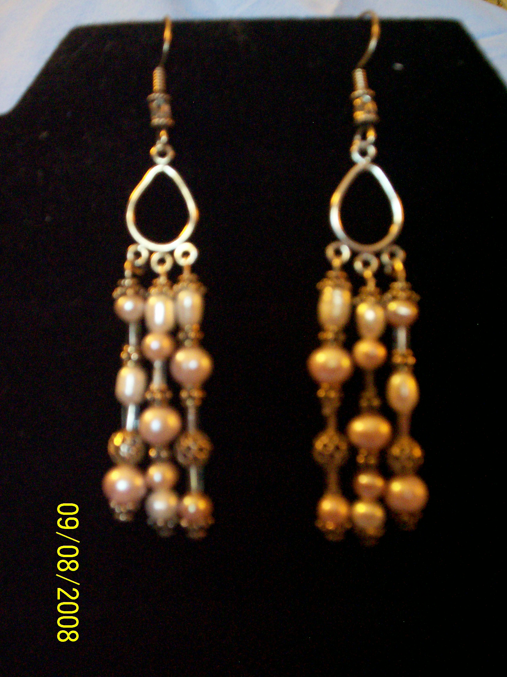 Long -Pearls -Sterling Silver -3 dangle-$14.50