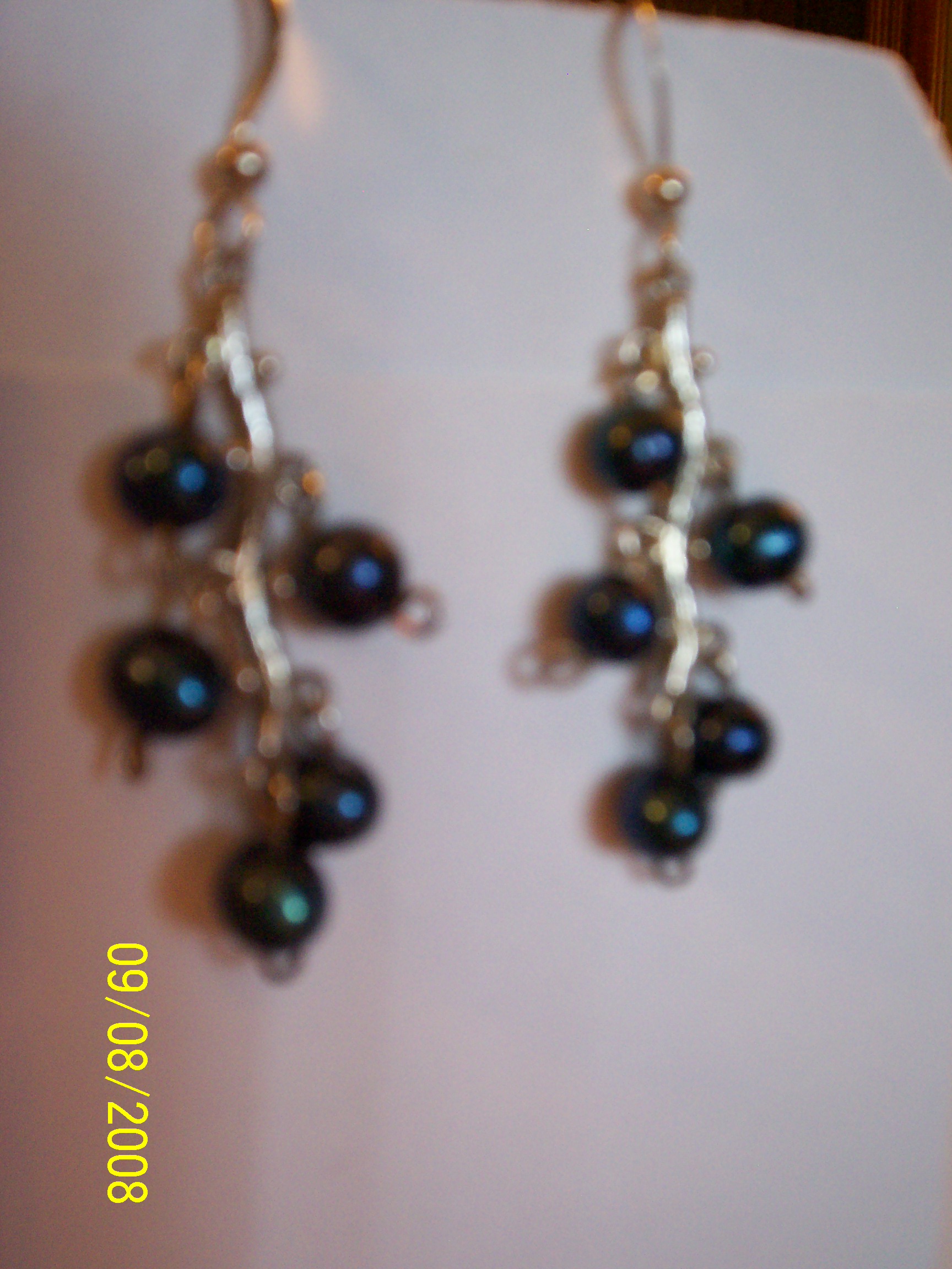 Classic, blue pearls on silver stems - $16.75